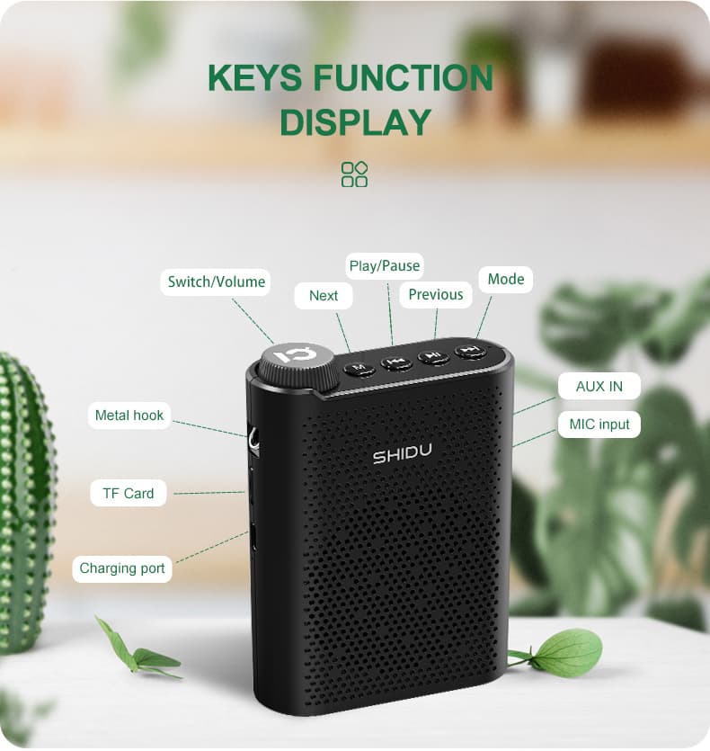 SHIDU S821 ไมค์ลำโพงพกพา ไมค์ลอย ลําโพงพกพา ลําโพงสอ พร้อม bluetooth ไมค์ช่วยสอน โทรโข่ง เตรียมจัดส่ง https://wayoza.com