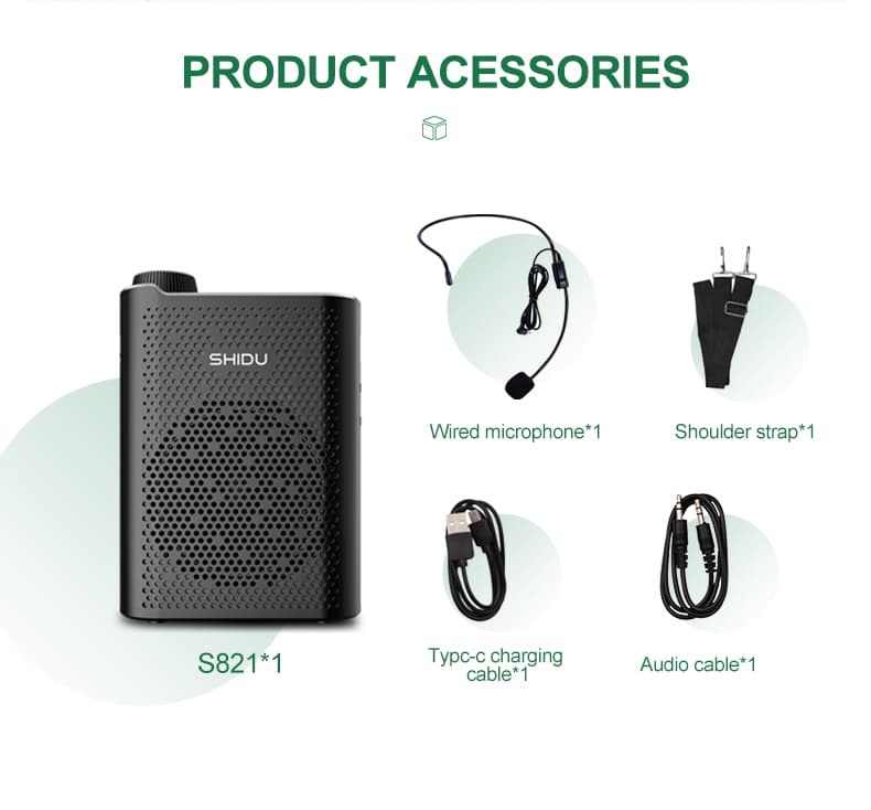 SHIDU S821 ไมค์ลำโพงพกพา ไมค์ลอย ลําโพงพกพา ลําโพงสอ พร้อม bluetooth ไมค์ช่วยสอน โทรโข่ง เตรียมจัดส่ง https://wayoza.com