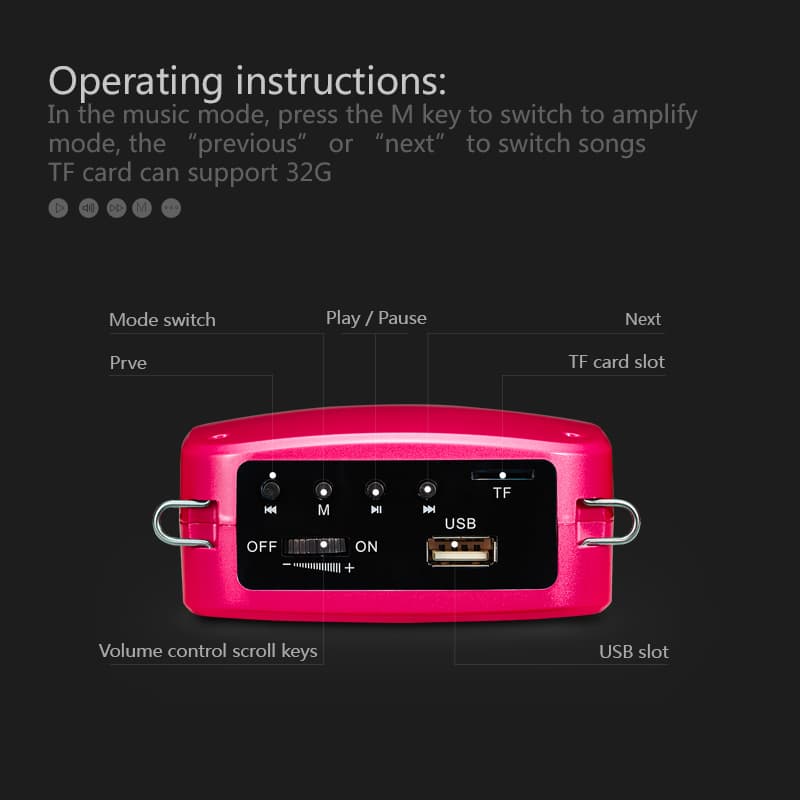 SHIDU M600 ไมค์ลำโพงพกพา ไมค์ลอย ลําโพงพกพา ลําโพงสอ พร้อม bluetooth ไมค์ช่วยสอน โทรโข่ง https://wayoza.com