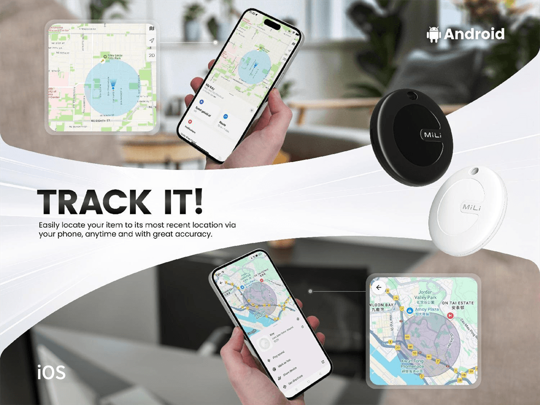 MiLi MiTag Duo รองรับเครือข่าย Google Find Hub และ iOS Find My ติดตามของหาย ติดตามแฟน อุปกรณ์ติดตามสัตว์ ติดตามลูก Bluetooth Tracker https://wayoza.com