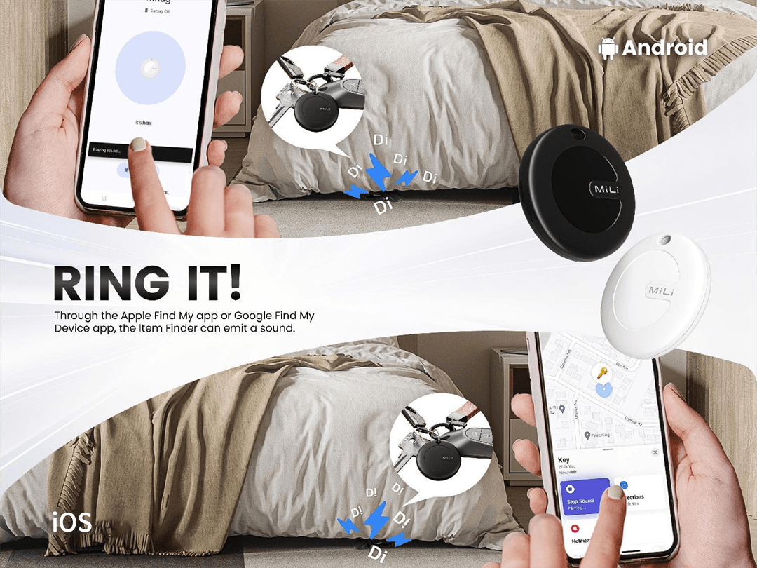 MiLi MiTag Duo รองรับเครือข่าย Google Find Hub และ iOS Find My ติดตามของหาย ติดตามแฟน อุปกรณ์ติดตามสัตว์ ติดตามลูก Bluetooth Tracker https://wayoza.com