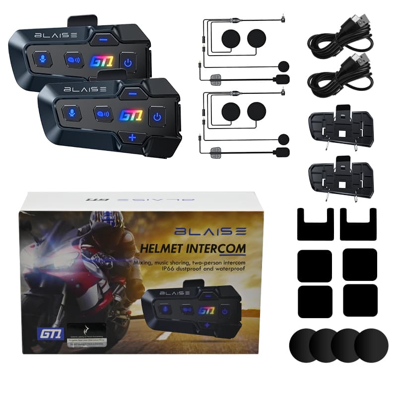 Blaise GT1 New รุ่นใหม่ หูฟังบลูทูธติดหมวก อินเตอร์คอม 2 คน พร้อมแชร์เพลง เสียงเบสหนัก ระยะทางอินเตอร์คอม 1000 เมตร ลดเสียงรบกวนอัจฉริยะ แบตเตอรี่ใช้งานนาน https://wayoza.com