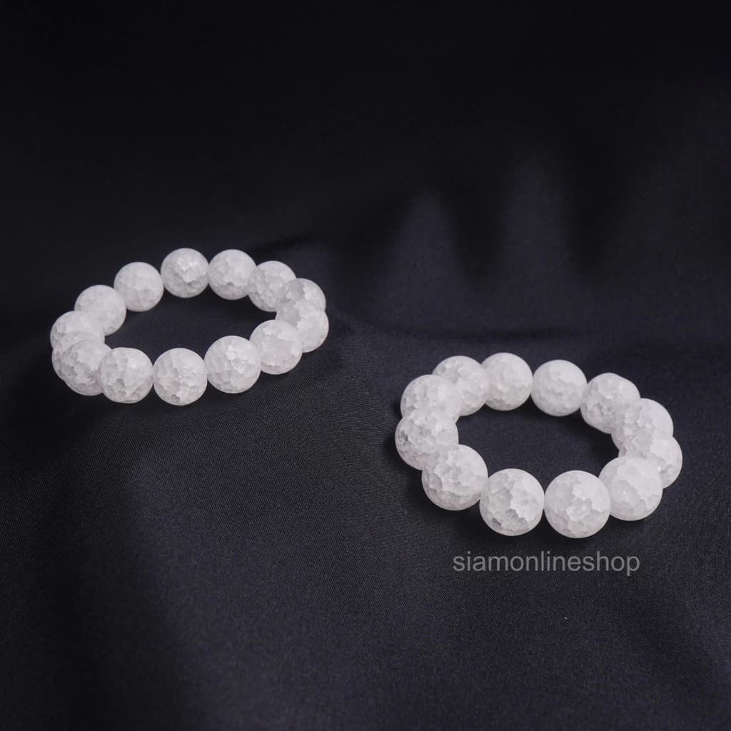 ICEQUARTZ หินเกล็ดหิมะ ไอซ์ควอตซ์ เลือกขนาดเม็ดหินได้ (4-16 มม.) หินแห่งการชำระล้าง สร้อยข้อมือหินแท้ https://wayoza.com