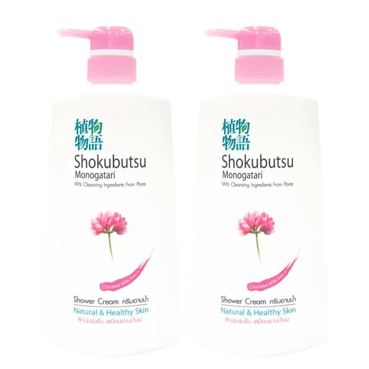 SHOKUBUTSU MONOGATARI ครีมอาบน้ำ โชกุบุสซึ Chinese Milk Vetch (สีชมพู) https://wayoza.com