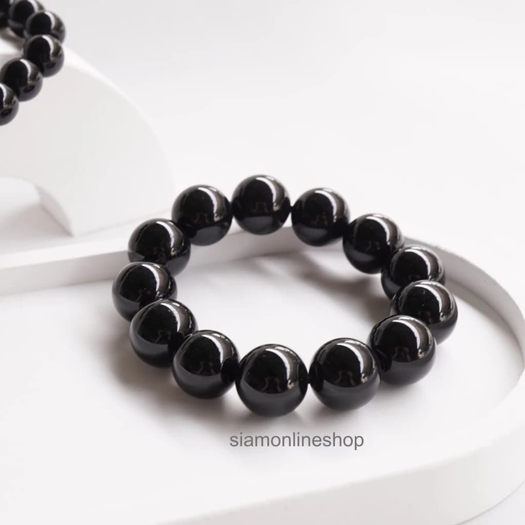 BLACK OPAL หินแบล็คโอปอล เลือกขนาดเม็ดหินได้ ( 4/6/8/10/12/14 มม.) หินแห่งความหวัง สร้อยข้อมือหินนำโชค https://wayoza.com