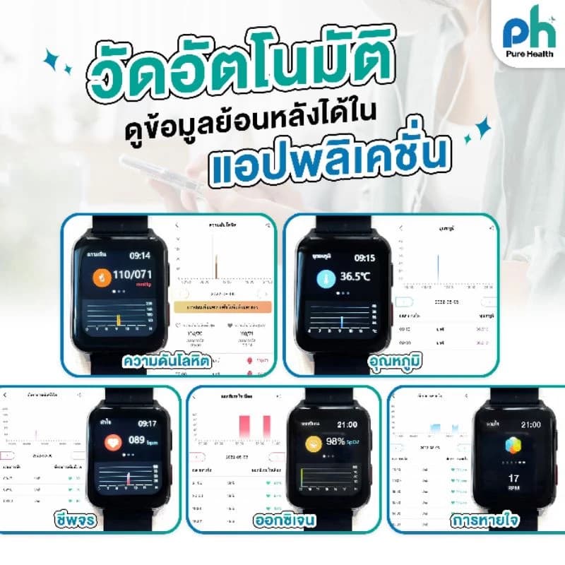 Pure Health AR-WU-SO Air Pump รุ่น Top : นาฬิกาวัดความดัน Air Pump แม่นยำ 97% รับประกันศูนย์ 1 ปี https://wayoza.com