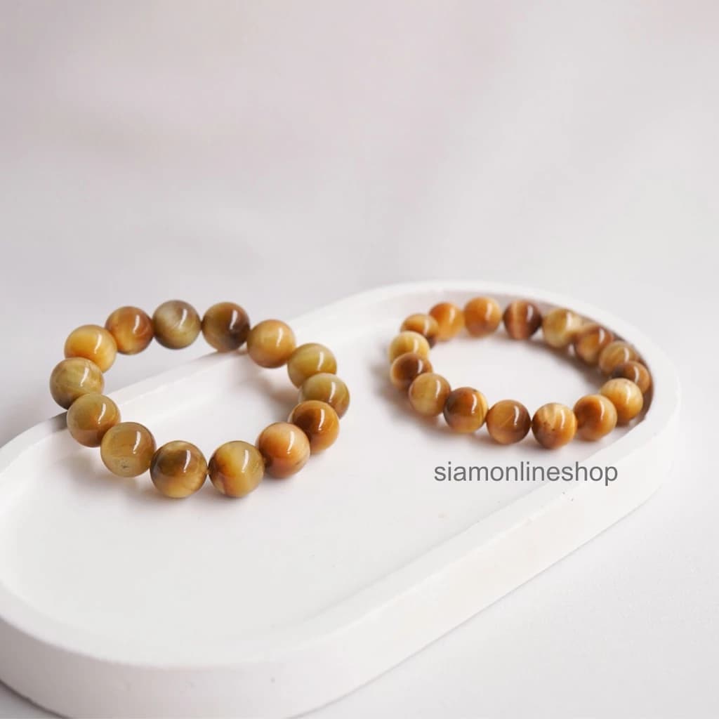 GOLD TIGEREYE ไทเกอร์อาย สีทอง พลอยตาเสือ เลือกขนาดเม็ดหินได้ สร้อยข้อมือหินแท้ https://wayoza.com