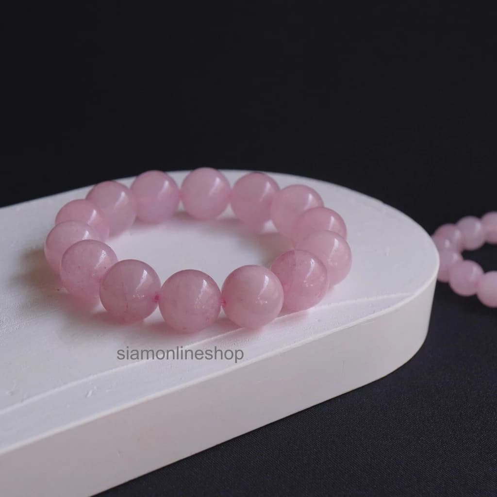 ROSEQUARTZ หินโรสควอตซ์ เลือกขนาดเม็ดหินได้ (4-12 มม.) สร้อยข้อมือหินแท้ https://wayoza.com