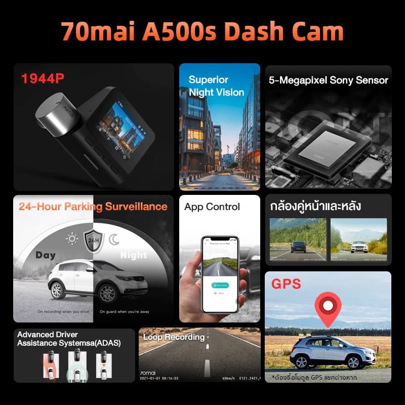 70mai Pro Plus A500s กล้องติดรถยนต์ 1944P + กล้องหลัง RC06 Dash Cam Built-In GPS 2.7K Full HD กล้องติดรถยนต์อัฉริยะ 140 ° องศามุมกว้าง https://wayoza.com