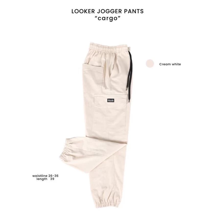 LOOKER - กางเกงขายาว กางเกงขาจั๊ม ทรงกระบอกเล็ก สีครีมขาว สีครีมเหลือง สีเขียว สีเทาเข้ม สีดำ สีขาว สีกรม https://wayoza.com