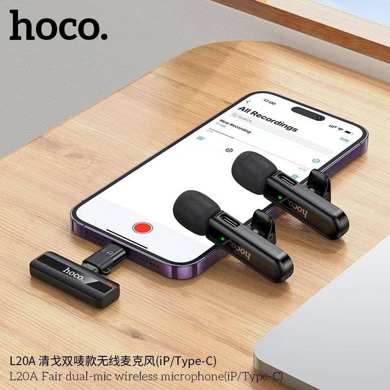 HOCO L20 Series ไมค์ไร้สาย ตัดเสียงรบกวน iOS / Type-C ไมค์ไลฟ์สด ไมค์อัดเสียง สำหรับสมาร์ทโฟน hc6 https://wayoza.com