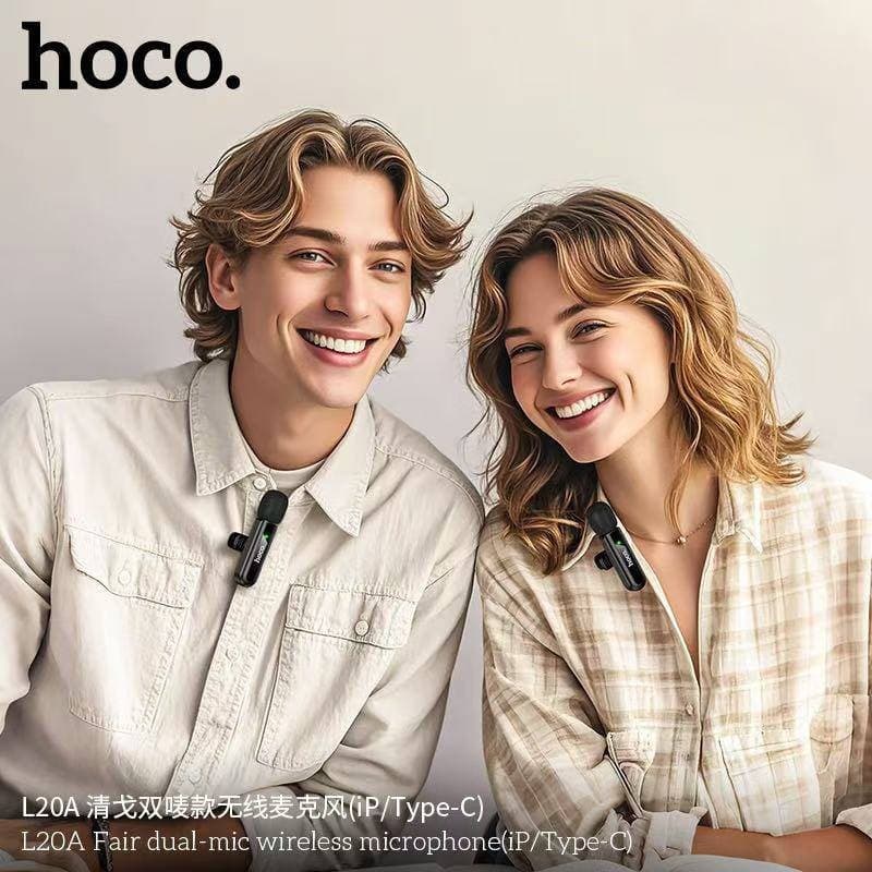 HOCO L20 Series ไมค์ไร้สาย ตัดเสียงรบกวน iOS / Type-C ไมค์ไลฟ์สด ไมค์อัดเสียง สำหรับสมาร์ทโฟน hc6 https://wayoza.com