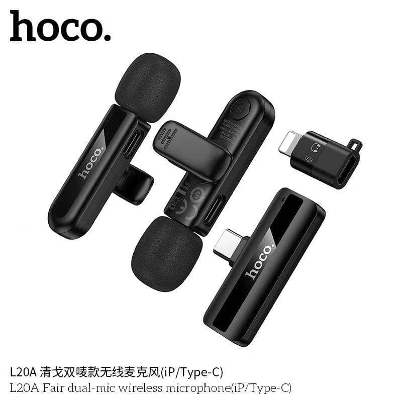 HOCO L20 Series ไมค์ไร้สาย ตัดเสียงรบกวน iOS / Type-C ไมค์ไลฟ์สด ไมค์อัดเสียง สำหรับสมาร์ทโฟน hc6 https://wayoza.com