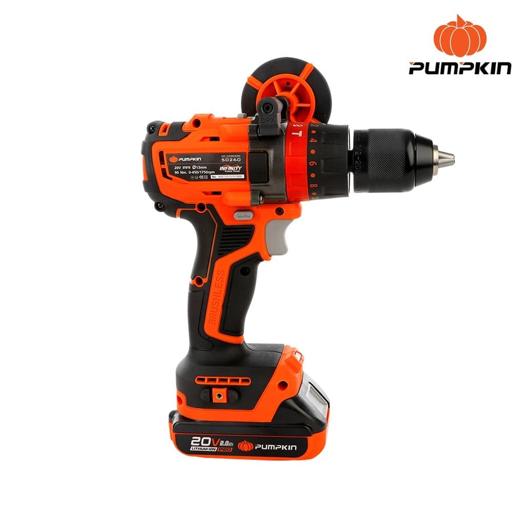 PUMPKIN รุ่น INF-13IMDB-202K แรงบิด 62 N.m สว่านไร้สาย 3 ระบบ เจาะ ขันสกรู กระแทก สว่านกระแทกไร้สาย ไร้แปรงถ่าน 13มม 20V Li-ion INFINITY POWER 20V https://wayoza.com
