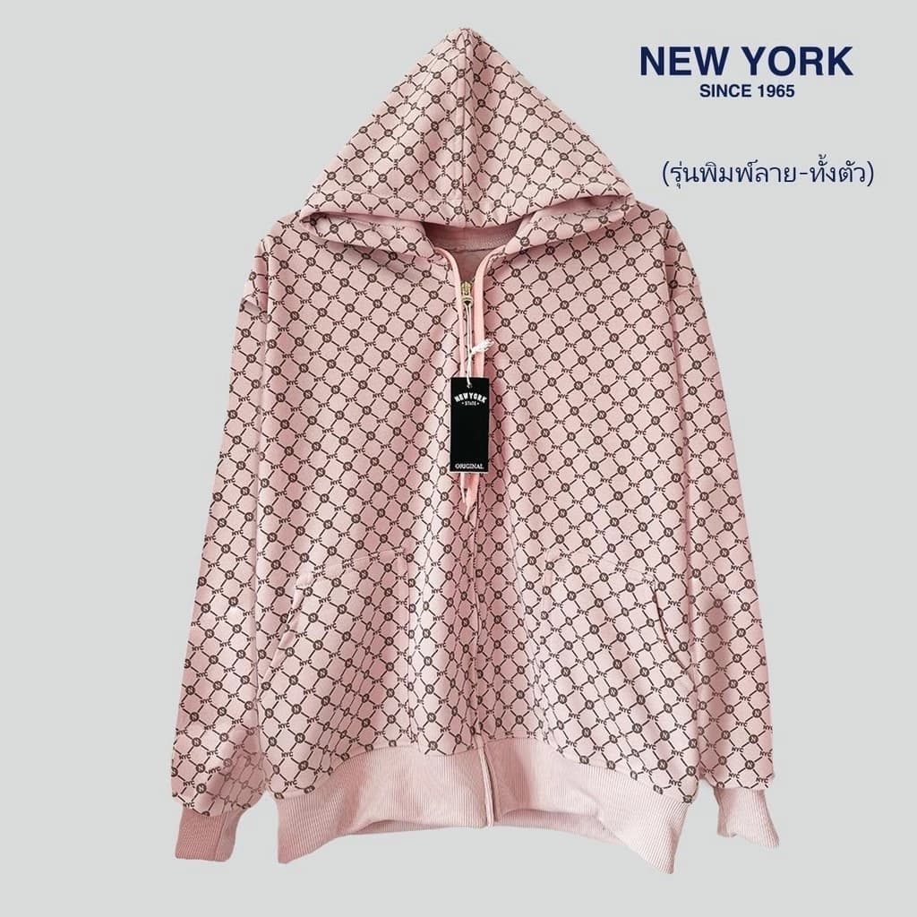 เสื้อกันหนาว New York Limited รุ่นพิมพ์ลาย พรีเมี่ยม เสื้อคลุมแขนยาว มีฮู้ด สีกรม แดง ครีม ดำ เทา เขียว กาแฟ พีช https://wayoza.com