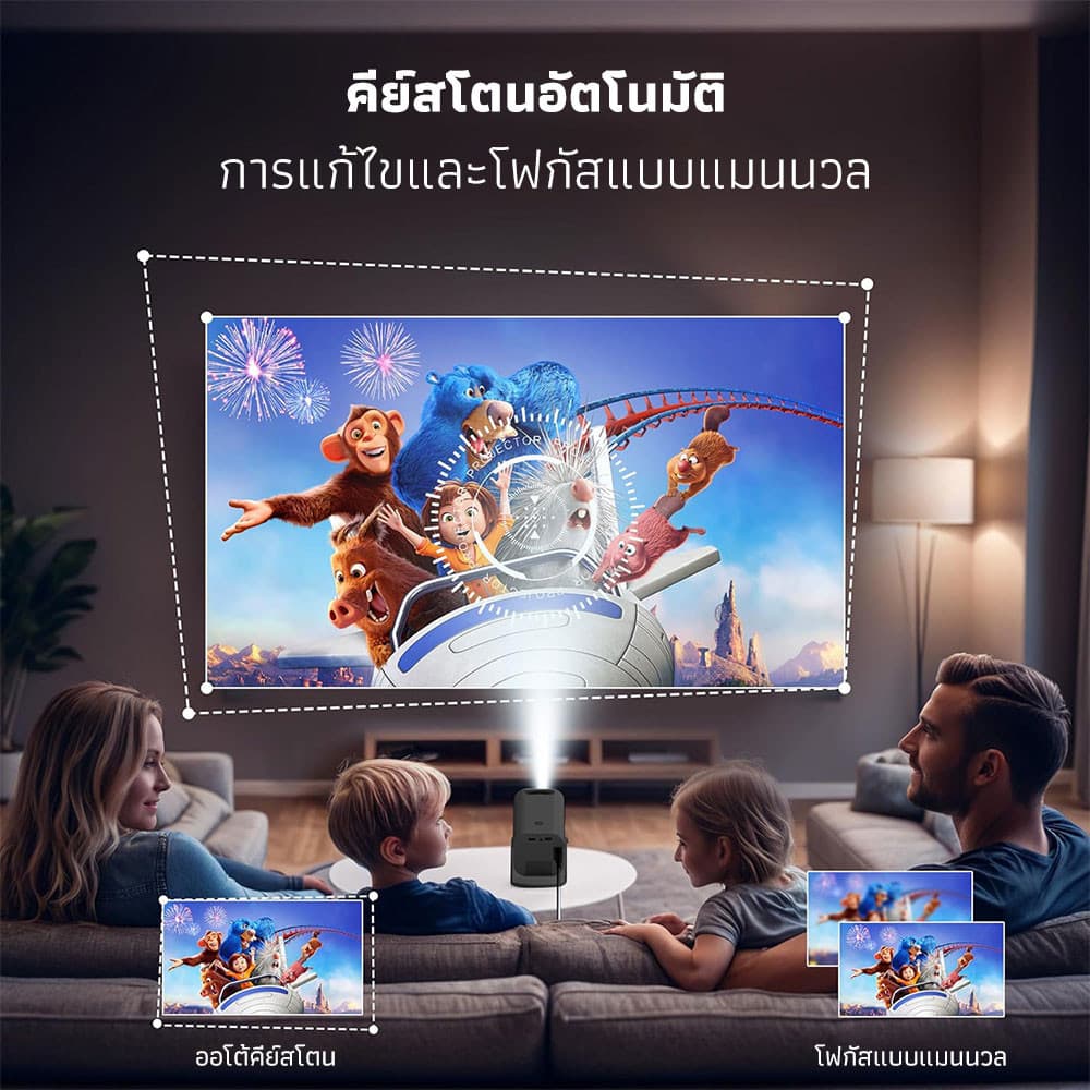 KONKA HP330 โปรเจคเตอร์ Android TV 4K โฟกัสอัตโนมัติ mini projector 4K โปรเจคเตอร์มินิต่อกับมือถือ WiFi และ Bluetooth โปรเจ็กเตอร์พกพา Android 11.0 https://wayoza.com