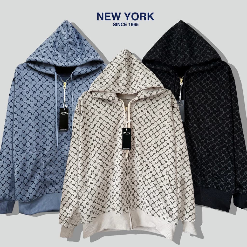 เสื้อกันหนาว New York Limited รุ่นพิมพ์ลาย พรีเมี่ยม เสื้อคลุมแขนยาว มีฮู้ด สีกรม แดง ครีม ดำ เทา เขียว กาแฟ พีช https://wayoza.com