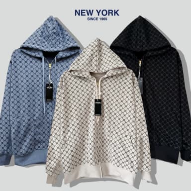 เสื้อกันหนาว New York Limited รุ่นพิมพ์ลาย พรีเมี่ยม เสื้อคลุมแขนยาว มีฮู้ด สีกรม แดง ครีม ดำ เทา เขียว กาแฟ พีช