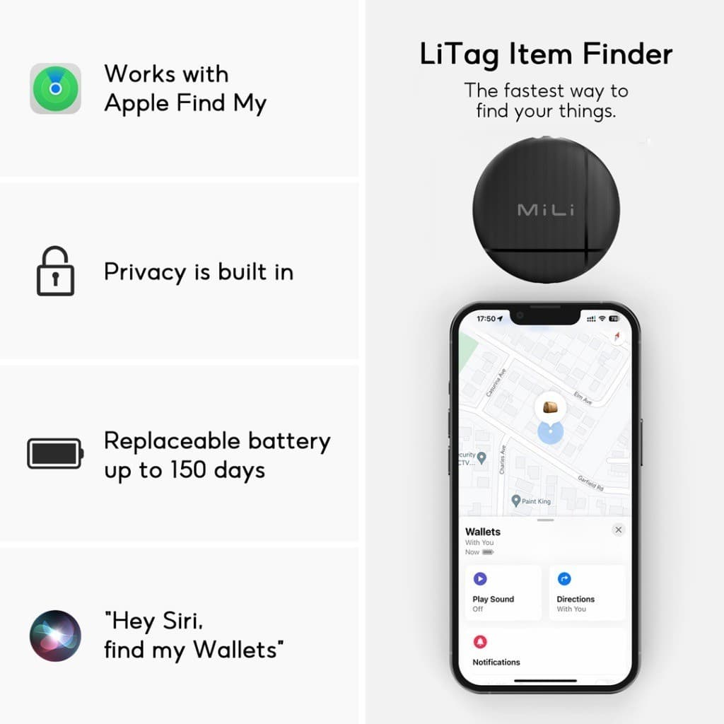 MiLi LiTag Mini Apple รองรับเครือข่าย iOS Find My ติดตามของหาย ติดตามแฟน อุปกรณ์ติดตามสัตว์ ติดตามลูก Bluetooth Tracker https://wayoza.com