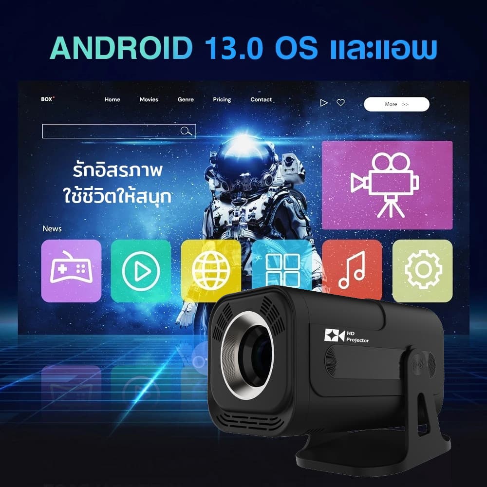 KONKA JY320 โปรเจคเตอร์ Android TV 4K โฟกัสอัตโนมัติ mini projector โปรเจคเตอร์มินิต่อกับมือถือ เชื่อมต่อ wifi bluetooth โปรเจ็กเตอร์พกพาแบบขาตั้งปรับได้ 180° Android 13.0 https://wayoza.com