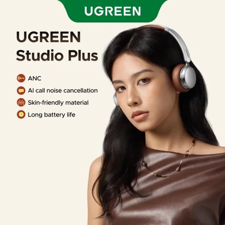UGREEN HiTune Studio Plus หูฟัง Bluetooth 6.0 หูฟังไร้สายบลูทูธ Bluetooth 6.0 ตัดเสียงรบกวน ANC เสียงใส เบสแน่น รุ่น HP207 https://wayoza.com