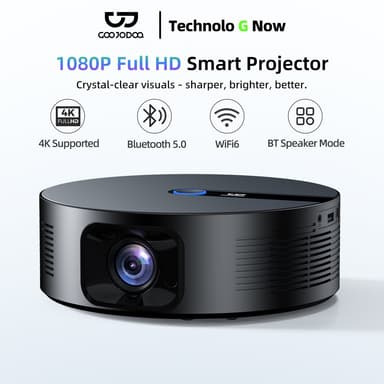 GOOJODOQ โปรเจคเตอร์ Android TV รองรับ 4K projector ดูหนัง 1080P HD สมาร์ทโปรเจคเตอร์ เครื่องฉายโปรเจคเตอร์มือถือ