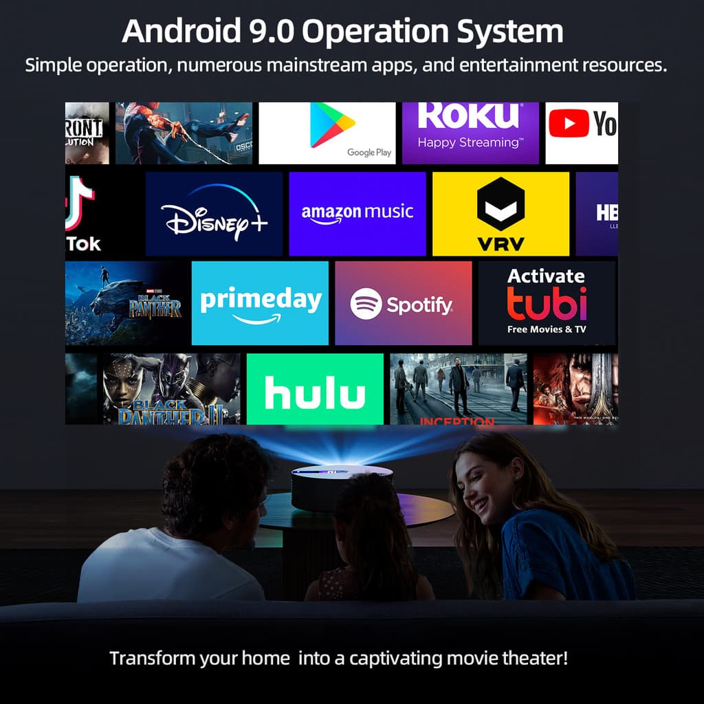 GOOJODOQ โปรเจคเตอร์ Android TV รองรับ 4K projector ดูหนัง 1080P HD สมาร์ทโปรเจคเตอร์ เครื่องฉายโปรเจคเตอร์มือถือ https://wayoza.com