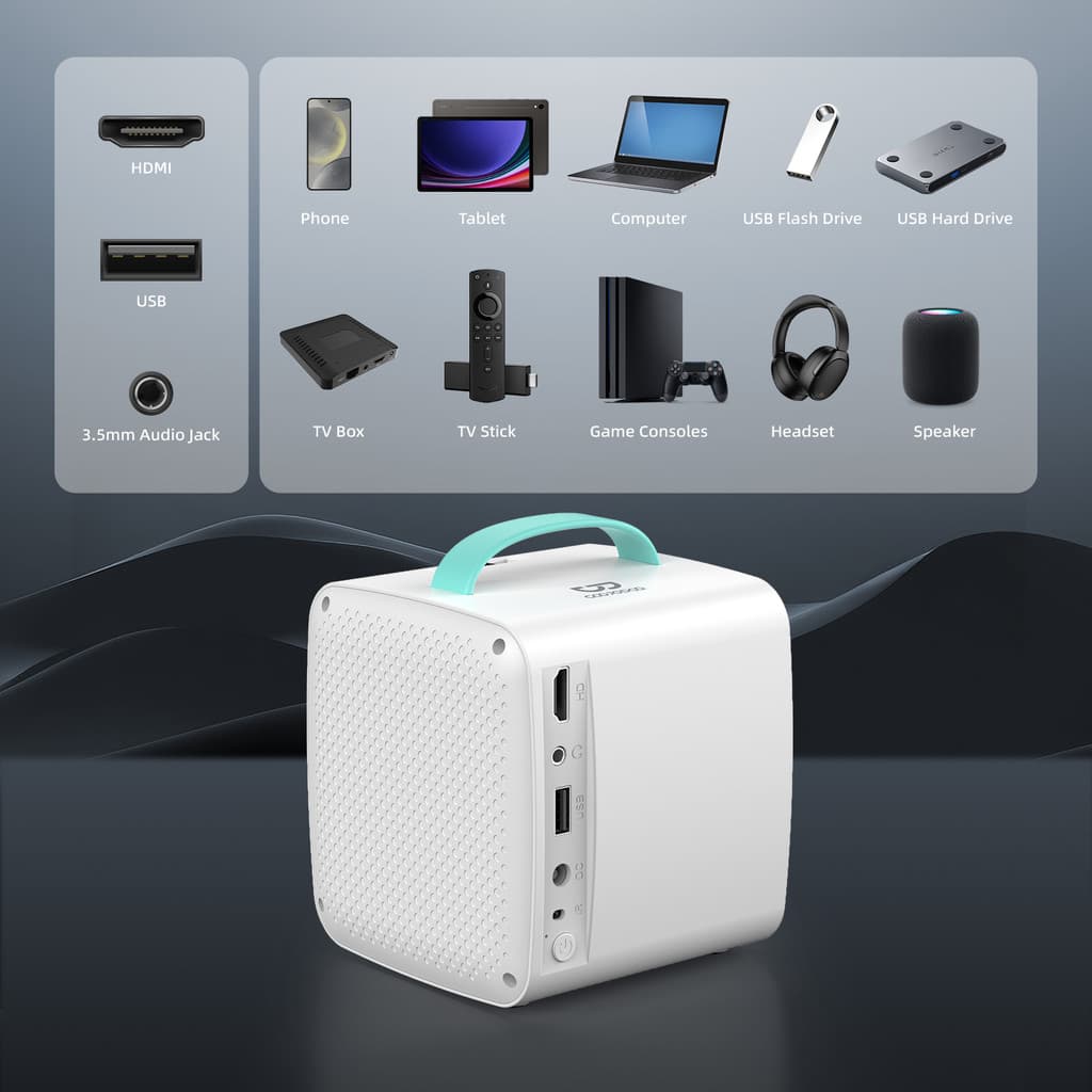 GOOJODOQ โปรเจคเตอร์ Android TV รองรับสูงสุด 1080P มินิโปรเจคเตอร์แบบพกพาความละเอียดสูง 720P ความละเอียด 2.4G + 5G Dual-Band WiFi เหมาะสําหรับฉากต่างๆ https://wayoza.com