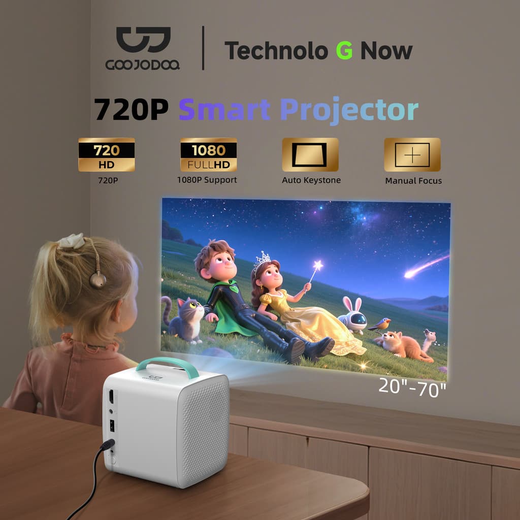 GOOJODOQ โปรเจคเตอร์ Android TV รองรับสูงสุด 1080P มินิโปรเจคเตอร์แบบพกพาความละเอียดสูง 720P ความละเอียด 2.4G + 5G Dual-Band WiFi เหมาะสําหรับฉากต่างๆ https://wayoza.com