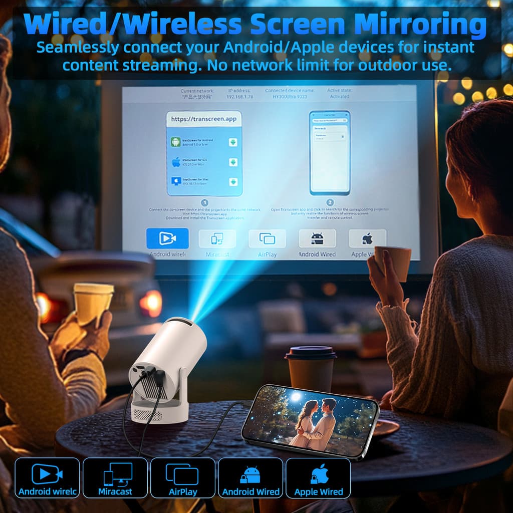 GOOJODOQ HY300 Ultra โปรเจคเตอร์ Android TV 4K โปรเจคเตอร์พกพา projector ดูหนัง Android 11 270° ฟรีมุมบลูทูธ 5.4 130"จอแสดงผลหน้าจอขนาดใหญ่ https://wayoza.com