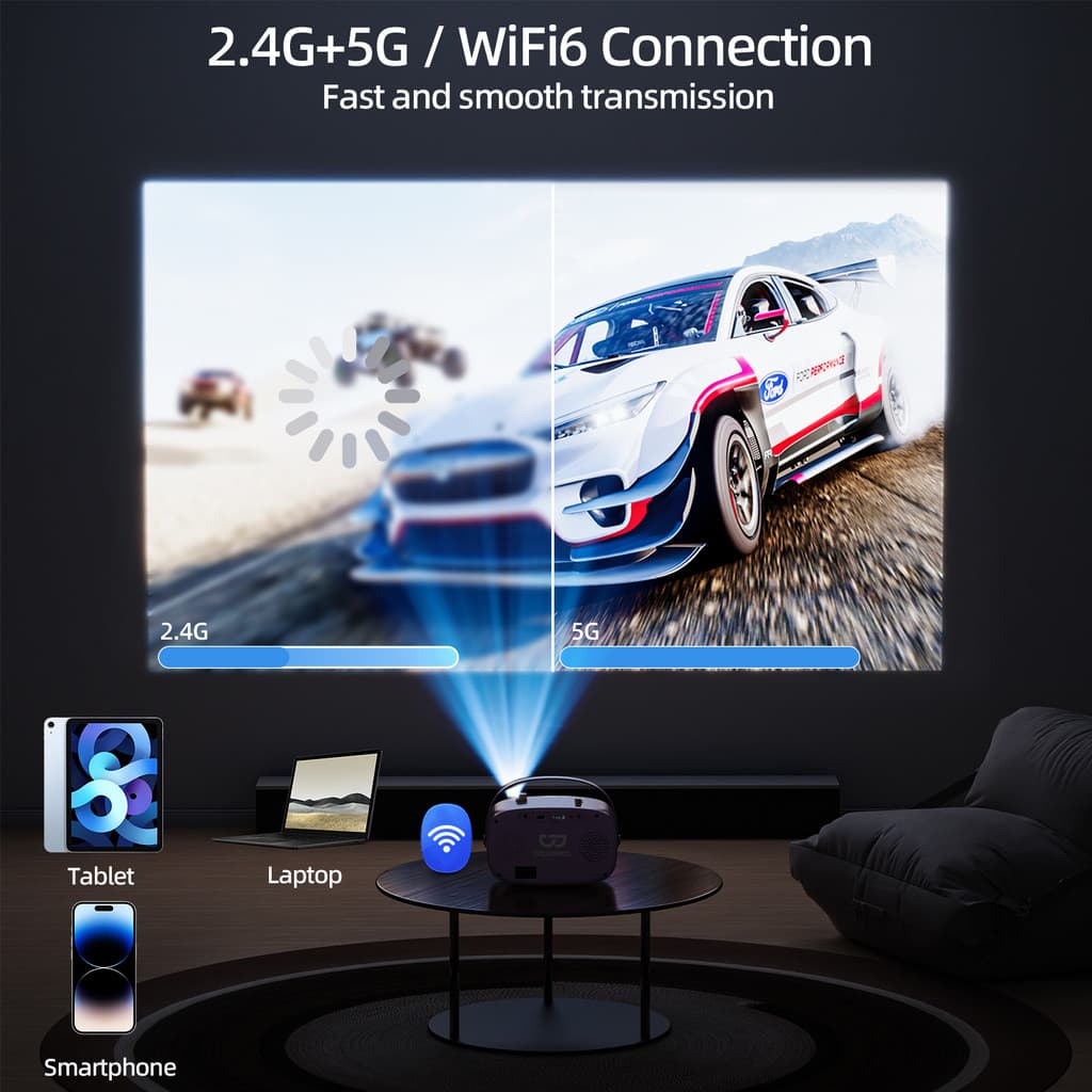 GOOJODOQ โปรเจคเตอร์ Android TV รองรับ 4K projector ดูหนัง 720P HD โปรเจคเตอร์ Hassl ฟรี Setup และสะดวกรีโมทคอนโทรลลําโพงบลูทูธความเข้ากันได้อย่างกว้างขวาง https://wayoza.com