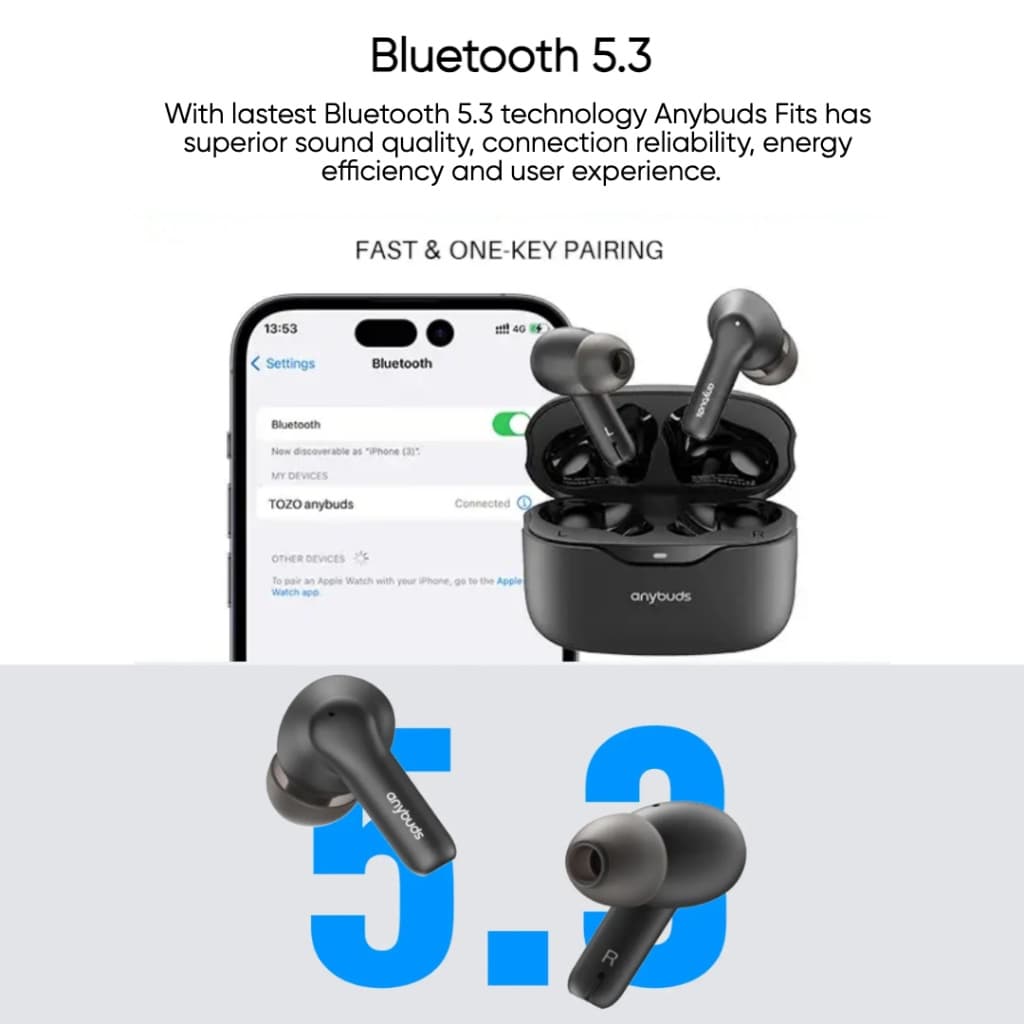 TOZO AnyBuds Pro หูฟังบลูทูธ หูฟังบรูทูธ In-Ear Hybrid ANC 35dB 4 Mics+ ENC Bluetooth 5.3 https://wayoza.com
