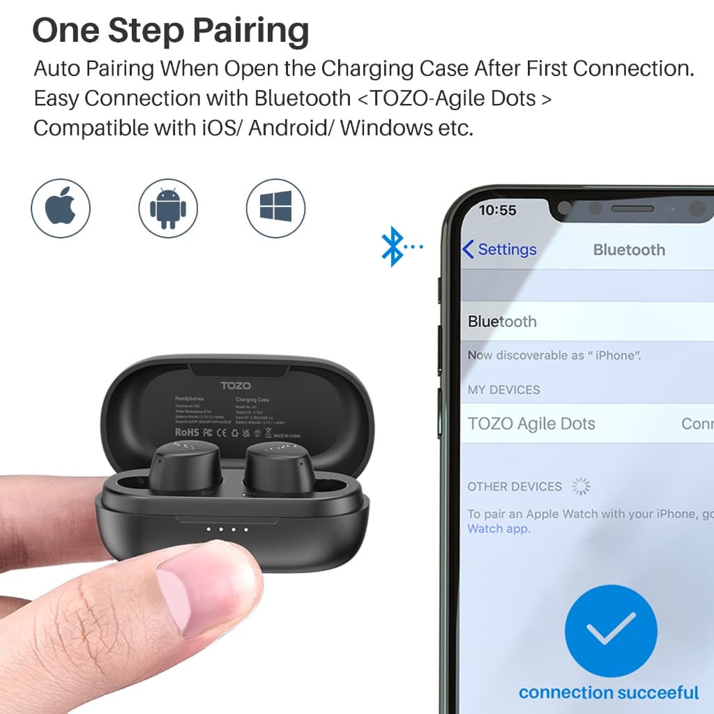 TOZO Agile Dots หูฟังบลูทูธ In-Ear IPX5 Bluetooth 5.3 หูฟังฟังบรูทูธ https://wayoza.com