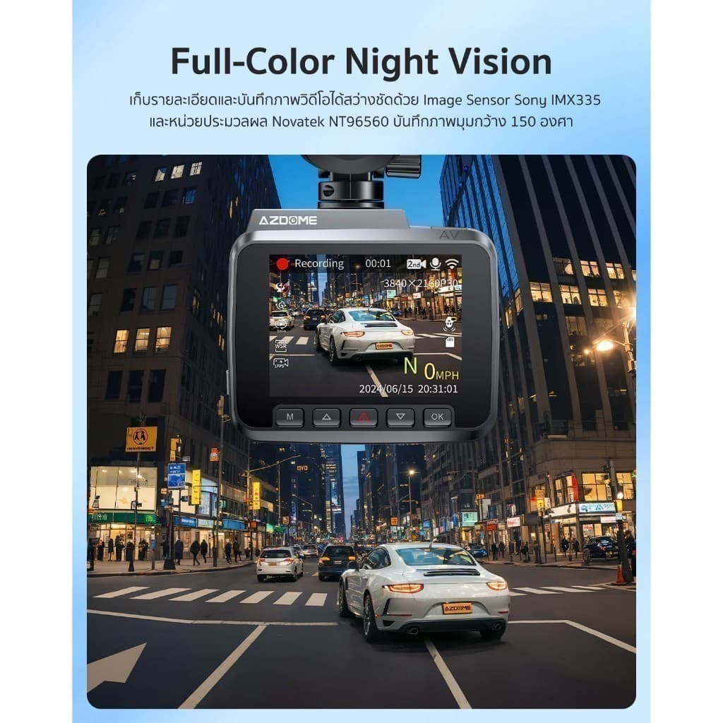 AZDOME GS63H PRO กล้องติดรถ 4K 1080P Full HD SONY IMX335 WIFI GPS ทนร้อนสูง Capacitor รับประกัน 1 ปี https://wayoza.com