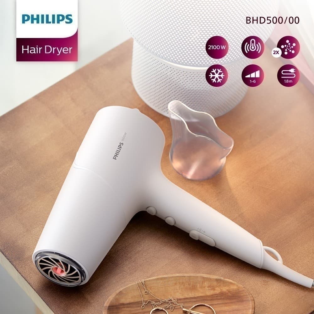 Philips รุ่น BHD500/00 ฟิลิปส์ ไดร์เป่าผม 2100W แรงลม 6 ระดับ ผมนุ่มเงางามด้วยพลังไอออนิค x2 https://wayoza.com