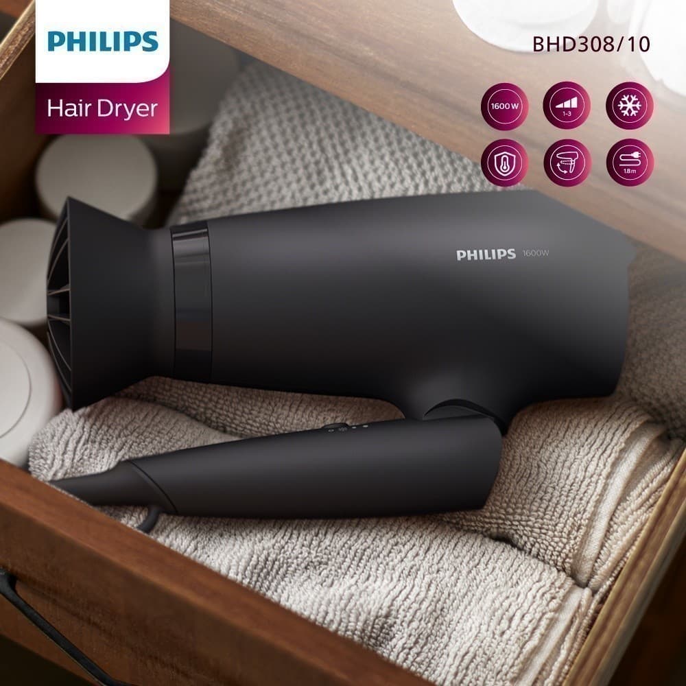 Philips รุ่น BHD308/10 ฟิลิปส์ ไดร์เป่าผม 1600W พับเก็บได้ https://wayoza.com