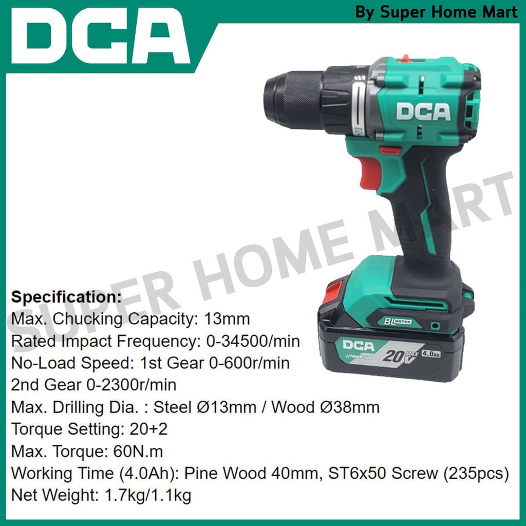 DCA รุ่น ADJZ2050i(DM) แรงบิด 50 N.m รุ่น ADJZ2060i(ADM) แรงบิด 60 N.m สว่านไร้สาย 3 ระบบ เจาะ ขันสกรู กระแทก ชุดสว่านกระแทก ไร้สาย 20 โวลท์ https://wayoza.com