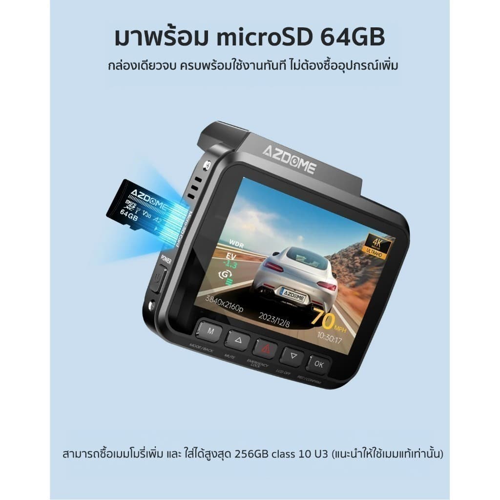 AZDOME GS63H PRO กล้องติดรถ 4K 1080P Full HD SONY IMX335 WIFI GPS ทนร้อนสูง Capacitor รับประกัน 1 ปี https://wayoza.com