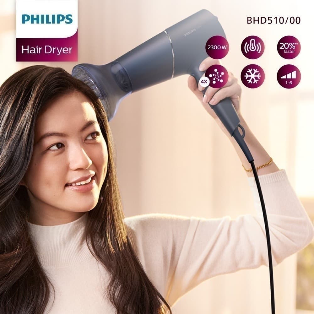 Philips รุ่น BHD510/00 ฟิลิปส์ ไดร์เป่าผม 2300W แรงลม 6 ระดับ ผมนุ่มเงางามด้วยพลังไอออนิค x4 https://wayoza.com