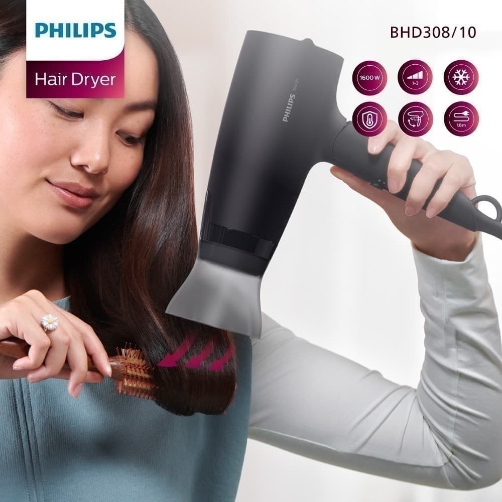 Philips รุ่น BHD308/10 ฟิลิปส์ ไดร์เป่าผม 1600W พับเก็บได้ https://wayoza.com