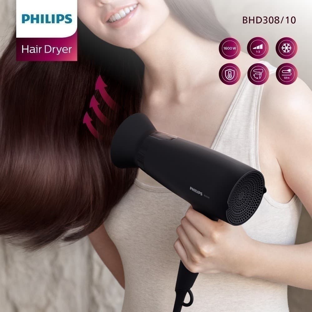 Philips รุ่น BHD308/10 ฟิลิปส์ ไดร์เป่าผม 1600W พับเก็บได้ https://wayoza.com