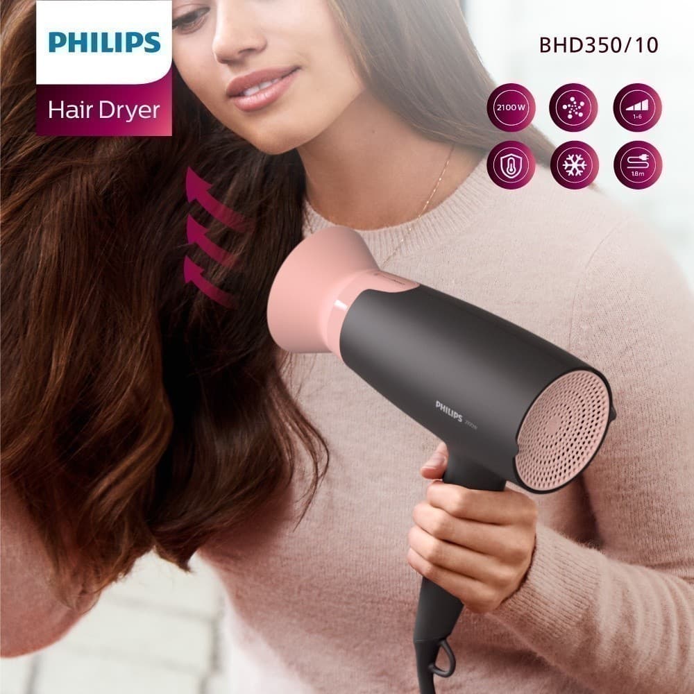 Philips รุ่น BHD350/10 ฟิลิปส์ ไดร์เป่าผม 2100W ผมนุ่มเงางามด้วยพลังไอออนิค https://wayoza.com