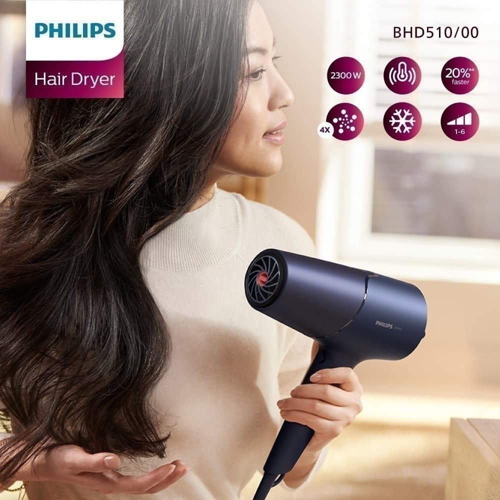 Philips รุ่น BHD510/00 ฟิลิปส์ ไดร์เป่าผม 2300W แรงลม 6 ระดับ ผมนุ่มเงางามด้วยพลังไอออนิค x4 https://wayoza.com