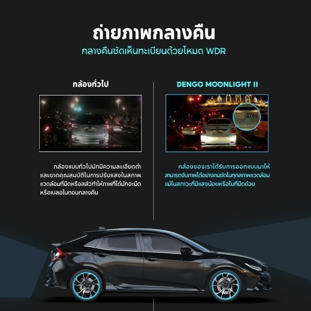 DENGO Moonlight II 4k กล้องติดรถ 2 กล้อง Wifi ระบบความปลอดภัย ADAS+BSD+LCA ประกัน 1 ปี https://wayoza.com