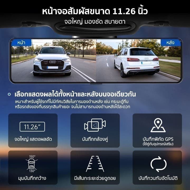 AZDOME AR12 กล้องติดรถบันทึกหน้าหลัง บันทึกวิดีโอชัด 2K + Full HD 1080P ทนแดดสูงด้วย Super Capacitor https://wayoza.com