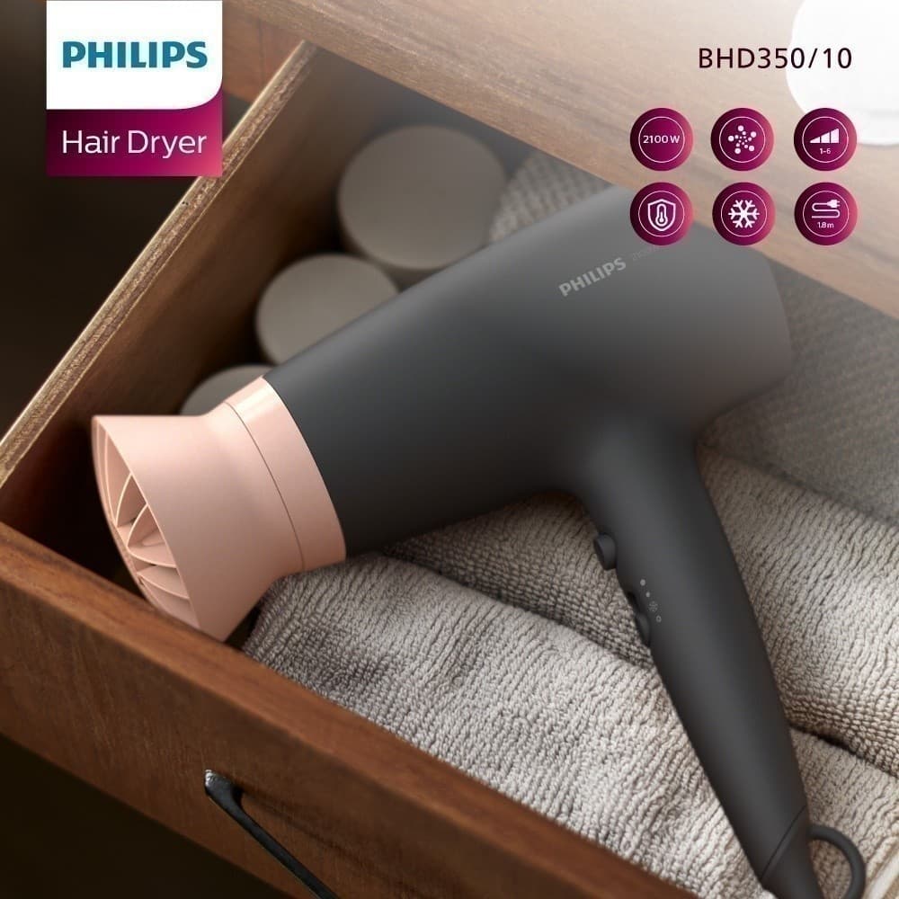 Philips รุ่น BHD350/10 ฟิลิปส์ ไดร์เป่าผม 2100W ผมนุ่มเงางามด้วยพลังไอออนิค https://wayoza.com