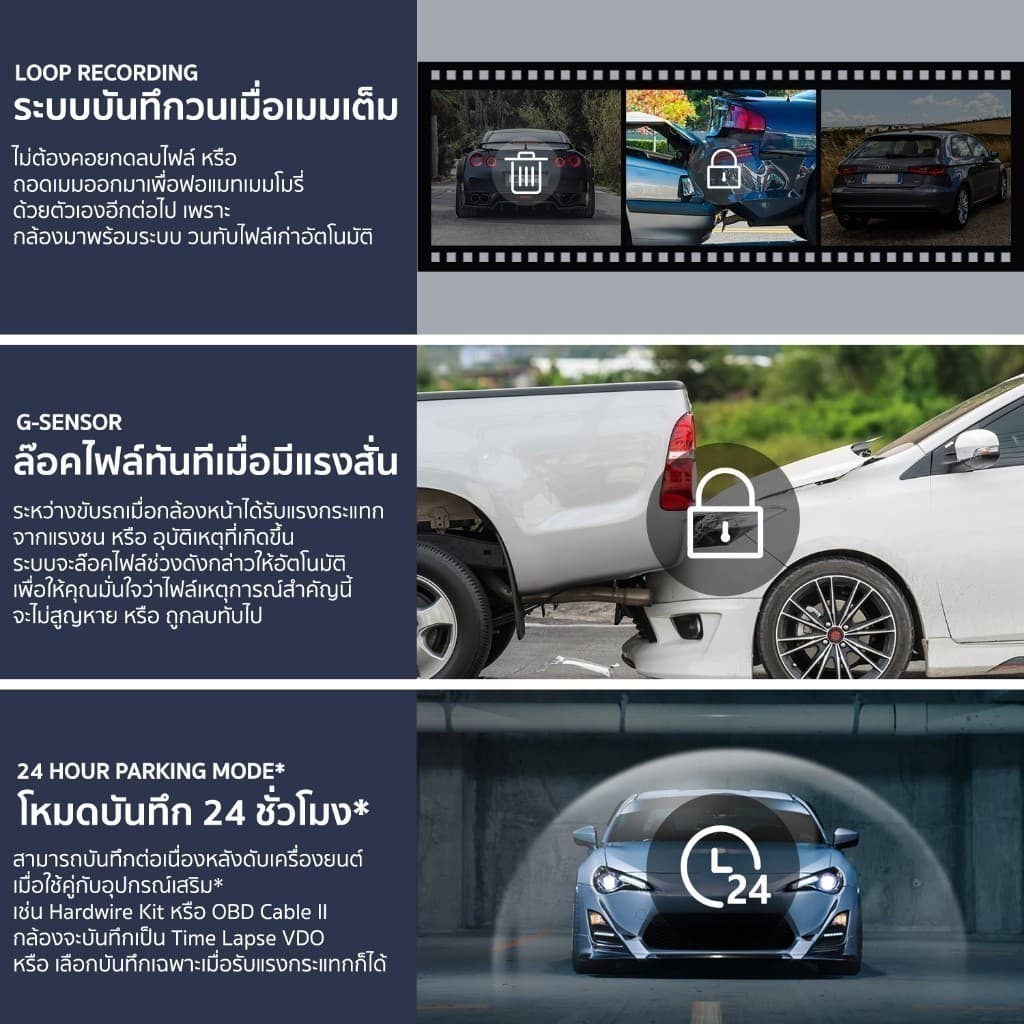 AZDOME AR12 กล้องติดรถบันทึกหน้าหลัง บันทึกวิดีโอชัด 2K + Full HD 1080P ทนแดดสูงด้วย Super Capacitor https://wayoza.com