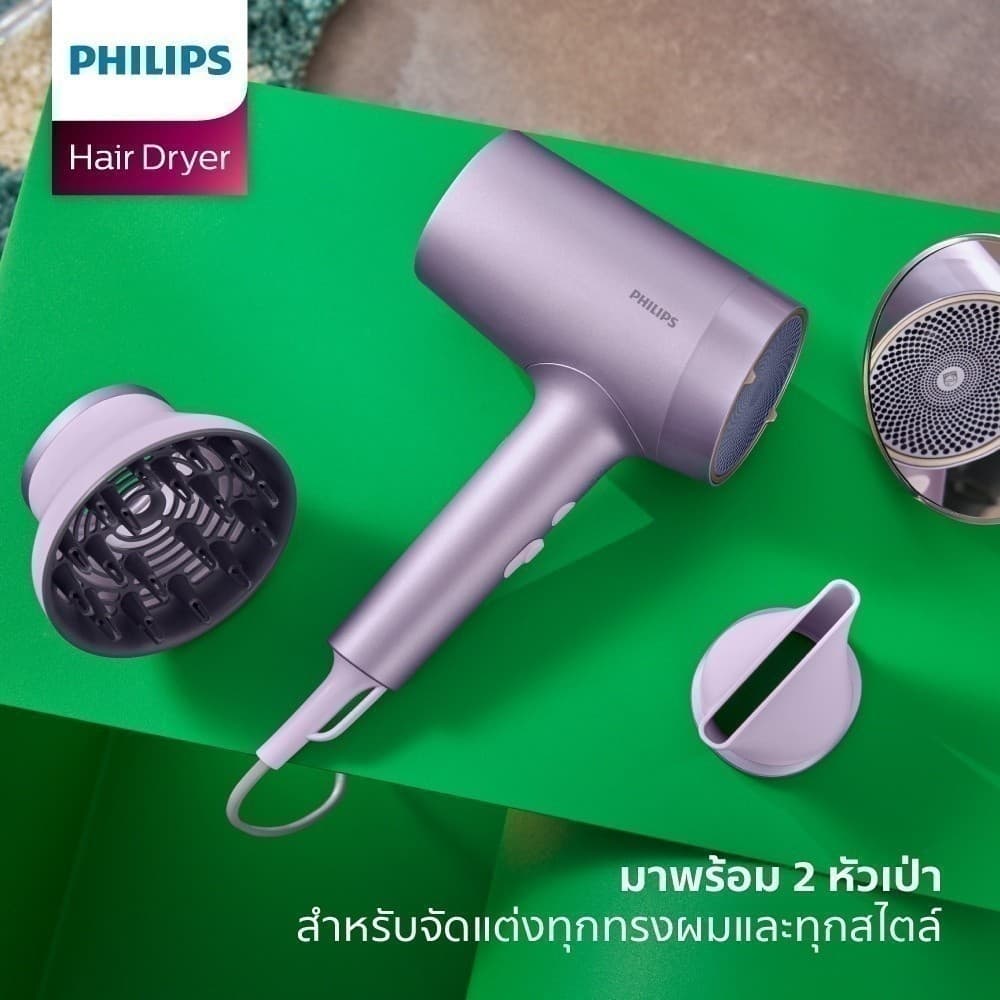 Philips รุ่น BHD720/10 ฟิลิปส์ ไดร์เป่าผม พลังลมเทียบเท่า 2300W ผมนุ่มเงางามด้วย Water&Mineral ไอออนิค x8 https://wayoza.com
