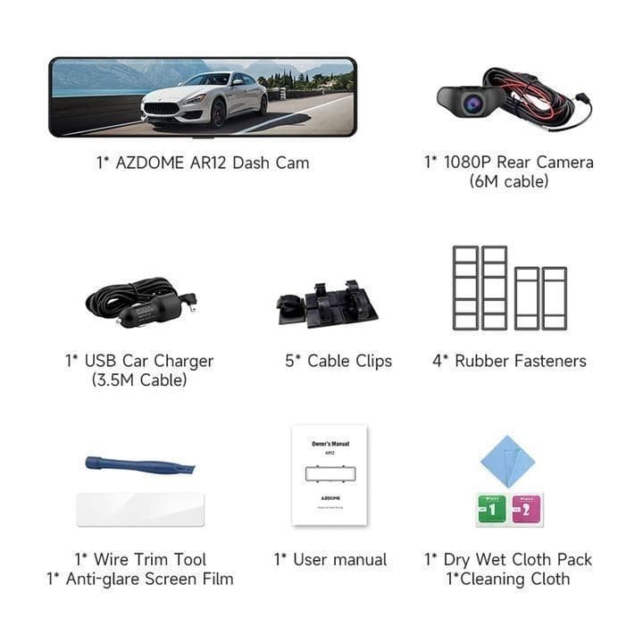 AZDOME AR12 กล้องติดรถบันทึกหน้าหลัง บันทึกวิดีโอชัด 2K + Full HD 1080P ทนแดดสูงด้วย Super Capacitor https://wayoza.com
