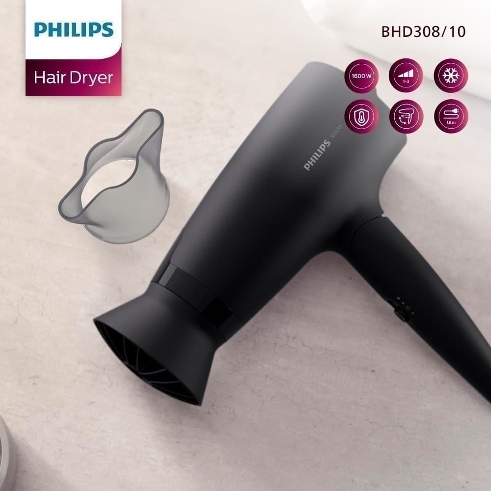 Philips รุ่น BHD308/10 ฟิลิปส์ ไดร์เป่าผม 1600W พับเก็บได้ https://wayoza.com